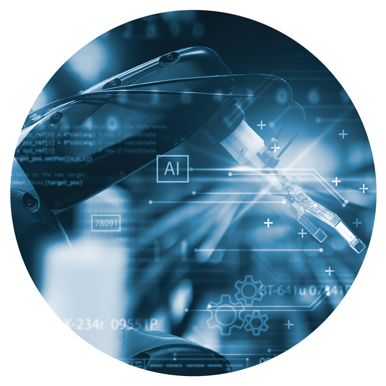 blurred laboratory equipment with overlay of computer programming dashboard